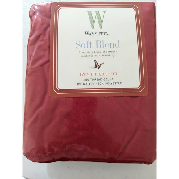 Wamsutta Bedding Wamsutta Twin Fitted Sheet New Red Cotton Blend